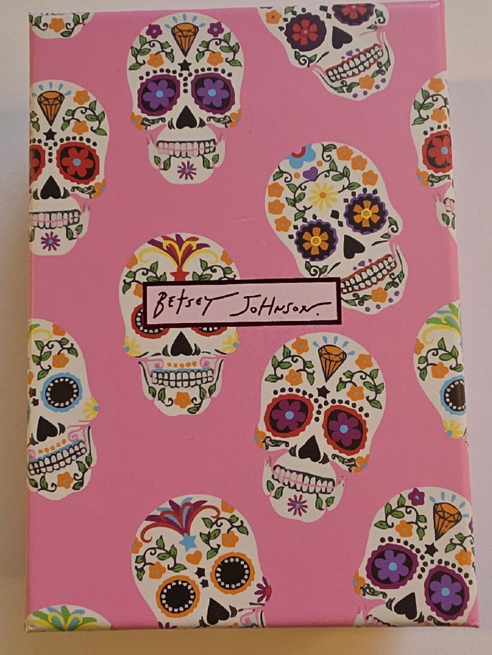 Betsey Johnson Multicolor Crystal Sugar Skull Key Ring/Bag Charm NWT - Picture 2 of 5